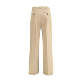 Beige Cotton Casual Pants